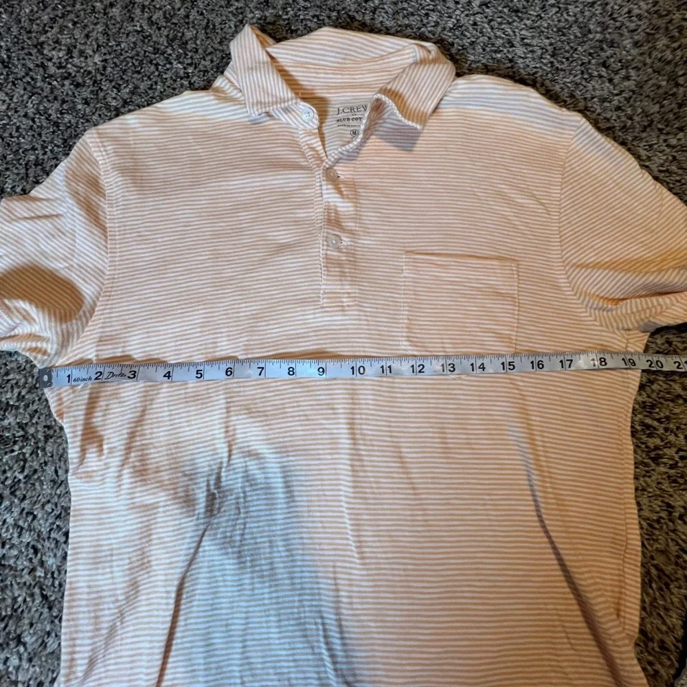 J Crew Men Striped Slub Cotton Short Sleeve Pocket Polo Shirt Sz M Orange White